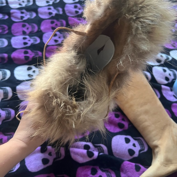 Manolo Blahnik knee high tan suede fur trim boots - Picture 4 of 8